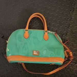 Dooney & Bourke Teal and Tan Satchel